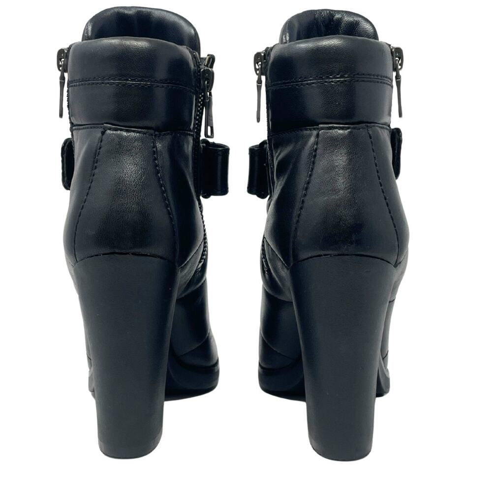 Prada Boots Moto Combat LOGO Ankle Lug Sole Platform Heels‎ Black Shoes 38.5 - Picture 4 of 11
